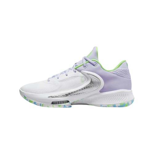 Nike Zoom Freak 4 Basketball Shoes (DJ6149-101, White/Black/Stadium Green/Oxygen Purple) Size 8.5