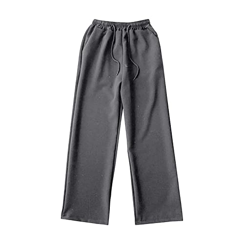Men Casual Wide-Leg Nine-Point Suit Pants Straight Trousers Wide Pants