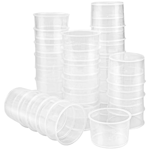 DOERDO 100PCS Disposable Measuring Cups Plastic Transparent Scale Measuring Cups Measure Container for Mixed Liquid, 10ml