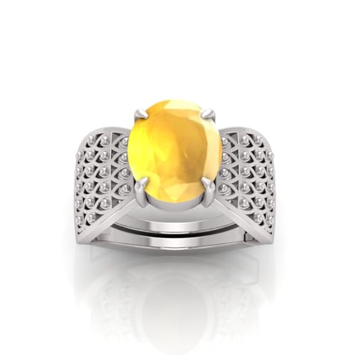 Saphir jaune naturel bague en argent anti-ternissement pour tous