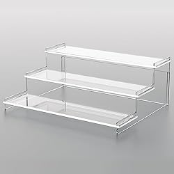 Estanteria Metacrilato Transparente TENXSNUG Soporte de Exhibición de Acrílico Transparente, 3 Niveles Expositor Metacrilato Estante de Exhibición, Soporte Acrylic Stand para Figuras Pops, Cupcakes, Postres, Transparente