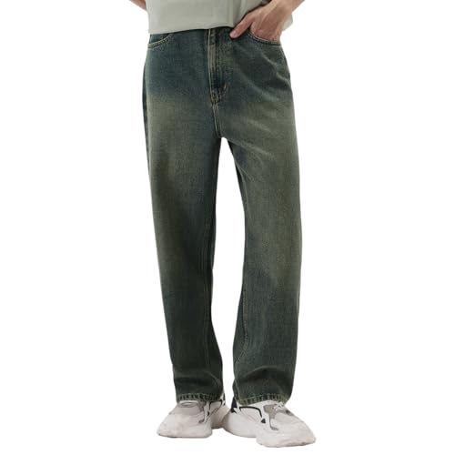 Image of Urbano Fashion Men's Loose Baggy Fit Heavy Washed Jeans Non-Stretchable