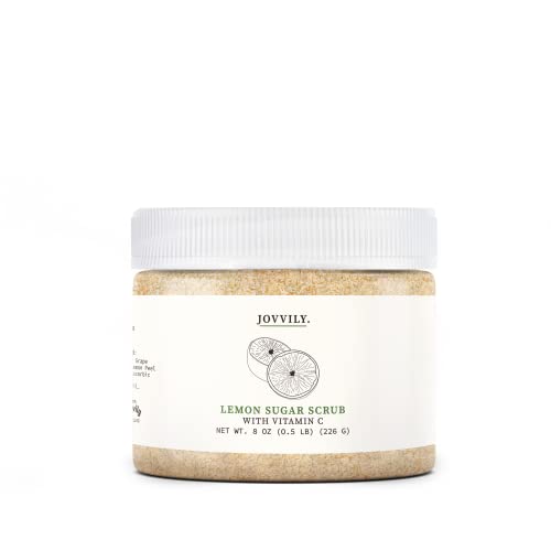 Jovvily Lemon Sugar Scrub - 8 Oz - Exfoliator & Moisturizer - Natural Lemon Scent #TOP14