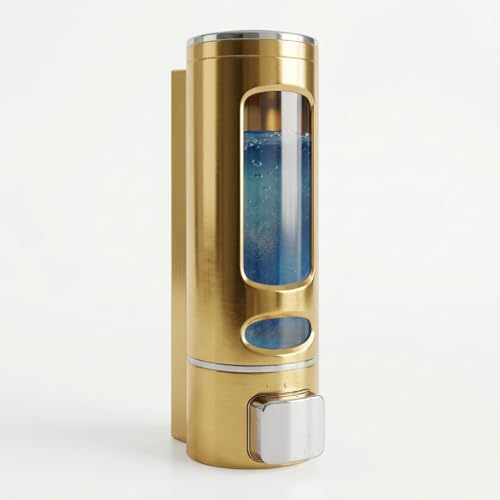 Image of ALTURAS Wall Mounted Liquid Soap Dispenser, ABS 400 ML, for Shampoo, Sanitizer and Gel Handwash Dispenser (Golden)