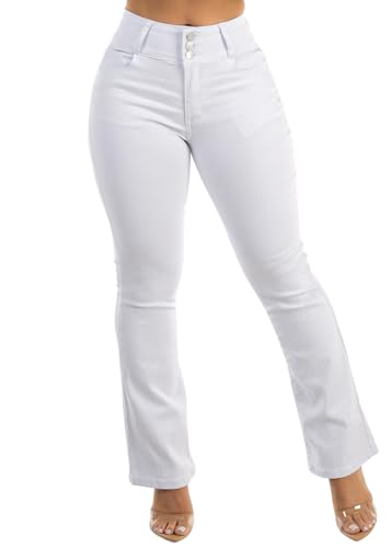 Image of Moda Xpress Women's Butt Lifting High Waisted Bootcut Jeans - Stretchy, Comfortable Flare Jeans in Junior Size Vintage Style