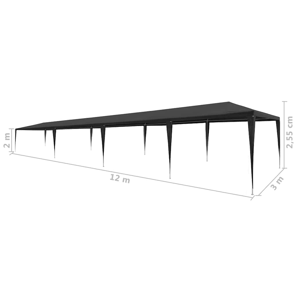 Namiot Imprezowy 3 x 12 m Antracytowy PE