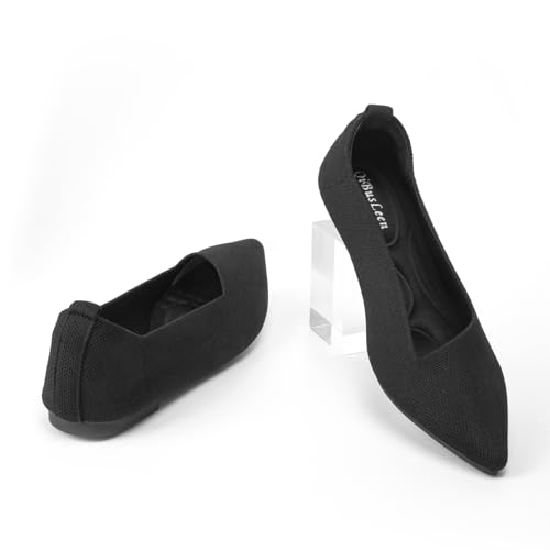 Women's Pointed Toe Breathable Knit Flats Shoes Soft Slip On Dress Ballet Flats for Women Comfortable Casual Work Driving Lightweight Knitted Flat Loafers3
