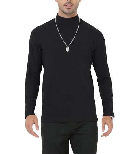 YuKaiChen Men's Casual Turtleneck Slim Fit Basic Tops Lightweight Pullover Sweater Black