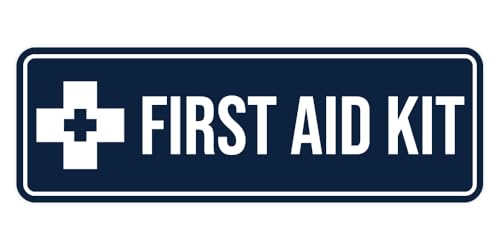 Standard First Aid Kit Sign (Navy Blue/White) - Large (5 Pack)