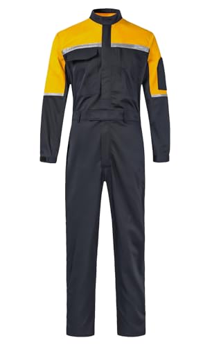 KTWOLEN Mono Mecanico Hombre Mono de Trabajo con Alta visibilidad Funda de Trabajo Mujer Reflectante Mono de Pintor Ropa de Trabajo para Taller, Negro, L