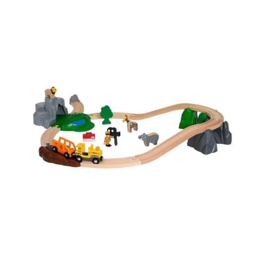 BRIO 33960 Safari äventyrsset | Safari Adventure Set 26 delar Leksakståg med tillbehör och skenor i trä. För barn från 3 år. För tågälskare.