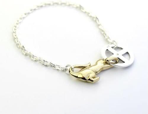 COSUMOSU Cute Cat Bracelet for Women – 925 Sterling Silver Chain Bracelet with Cat Charm, Everyday Jewelry Gift