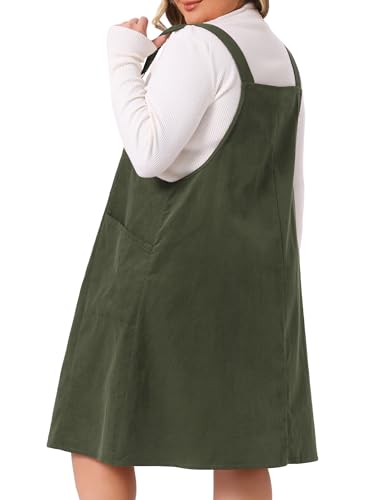 Agnes Orinda Plus Size Corduroy Pinafore Dress for Women Pleated Adjustable Strap Suspender Skirt Short Overall Dress4