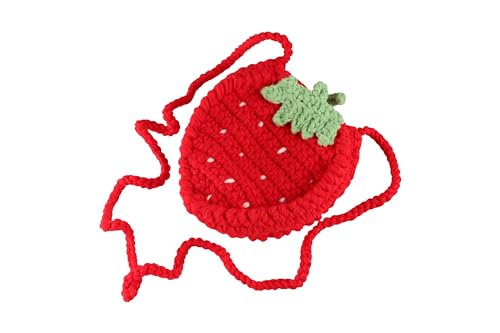 Strawberry Crossbody Bag - Small Knitted Fruit Purse, Novelty Cute Red Knitting Bag for Girls4