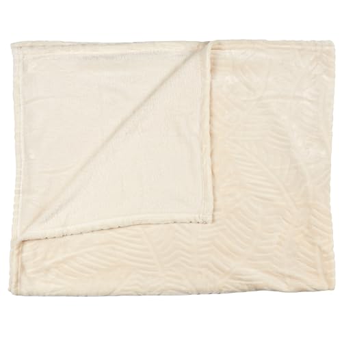 HOME DECO FACTORY Manta de Forro Polar Estampado en Relieve, Color Crema y Beis, para sofá, sofá o Cama (150 x 120 cm)