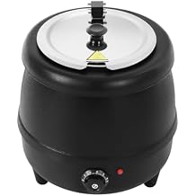 10L Soup Kettle, Commercial Soup Kettle Electric Countertop Food Warmer with Stainless Steel Hinged Lid and Detachable Insert Pot, Electric Soup Pot Cooker for Restaurants, Party, Catering, Black