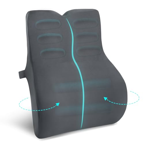 Juspota Lendenwirbelkissen, Lordosenstütze Auto, Lendenkissen Auto Memory Foam, Ergonomisches Rückenkissen Auto, Lordosekissen fur Auto, Bürostuhl, Zuhause, Grau