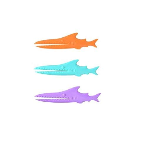 STORE77® Multi-Functional Shark Sealing Food Bag Clip Seal Clamp Sealer Toothpaste Squeezer Kitchen Storage Tools 3 pcs per Pack Multicolour