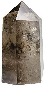 Torre de cristal de Obelisco de Energía con punta de cristal de cuarzo ahumado natural de 4 pulgadas