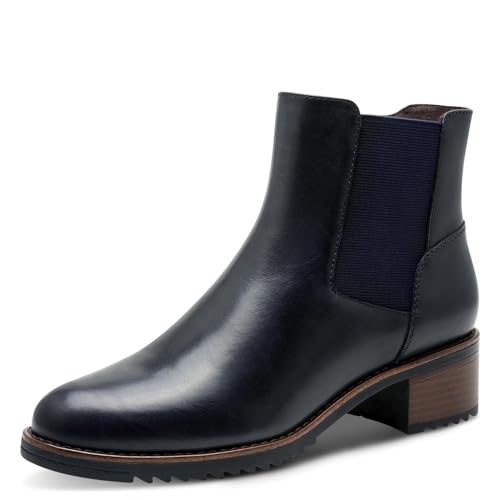 Marco Tozzi Damen Chelsea Boots mit Lederanteil Elegant, Blau...