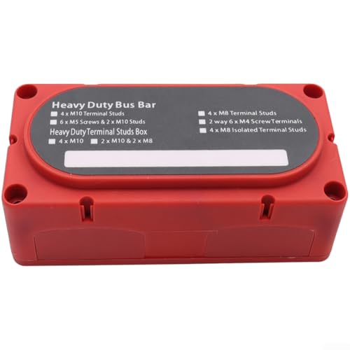 Bloc de barre omnibus avec plusieurs goujons M8 et M10 pour une connectivité électrique à 4 voies dans les voitures, yachts, camping-cars et systèmes de distribution industriels (rouge M8)