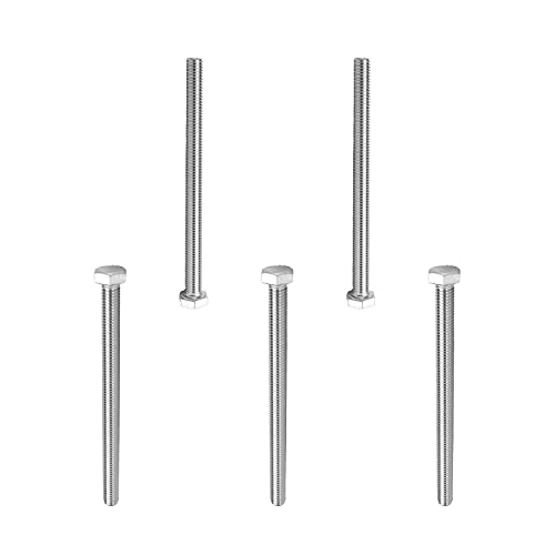 Image of Bettomshin 5Pcs M8 x 110mm Hex Bolts, 304 Stainless Steel 1.25mm Thread Pitch Fully Threaded Metric Hex Head Screw Bolts, Hexagon Screw Bolt, Hex Tap Bolts, Silver, A2-70 (Overall Size 115.3x13x13mm)