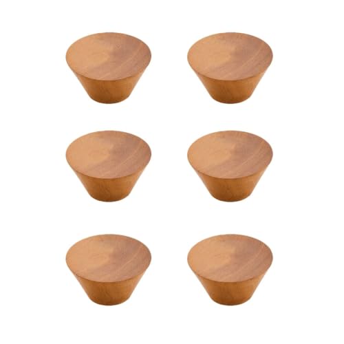 Image of 6 Pack Natural Wood Drawer Knobs - Teak Wood Cabinet Door Knobs for Kitchen Cabinets, Cupboards, Dressers & Wardrobes | 1.5 Inch-| 3 Years Warranty |