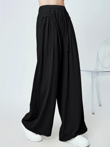 Image of GRECIILOOKS High Waist Polycotton Trousers for Women - Flared Parachute Pants with Side Pockets | Casual Travel Cargo Pants (Available in Plus Size and Value Pack)