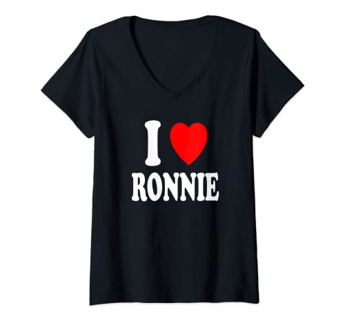 Mujer I Heart (Love) Ronnie - Linda pareja a juego Camiseta Cuello V