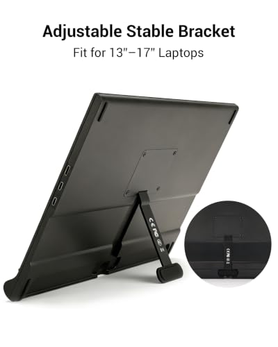 Image of Portable Monitor 15.6 inch for Laptop, 1080P FHD IPS Travel Screen Display | Adjustable Stand, 1.58lbs Ultra-Slim Lightweight,Plug & Play, Mini HDMI /USB Type-C, Windows /Mac /Android