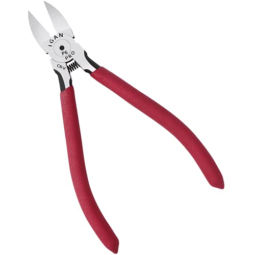 IGAN-P6 Wire Flush Cutters, 6-inch Ultra Sharp and Precision Side Cutter Clippers with Longer Flush Cutting Edge, Spring-loaded, Ideal Wire Snips for Crafting and Any Clean Cut Needs