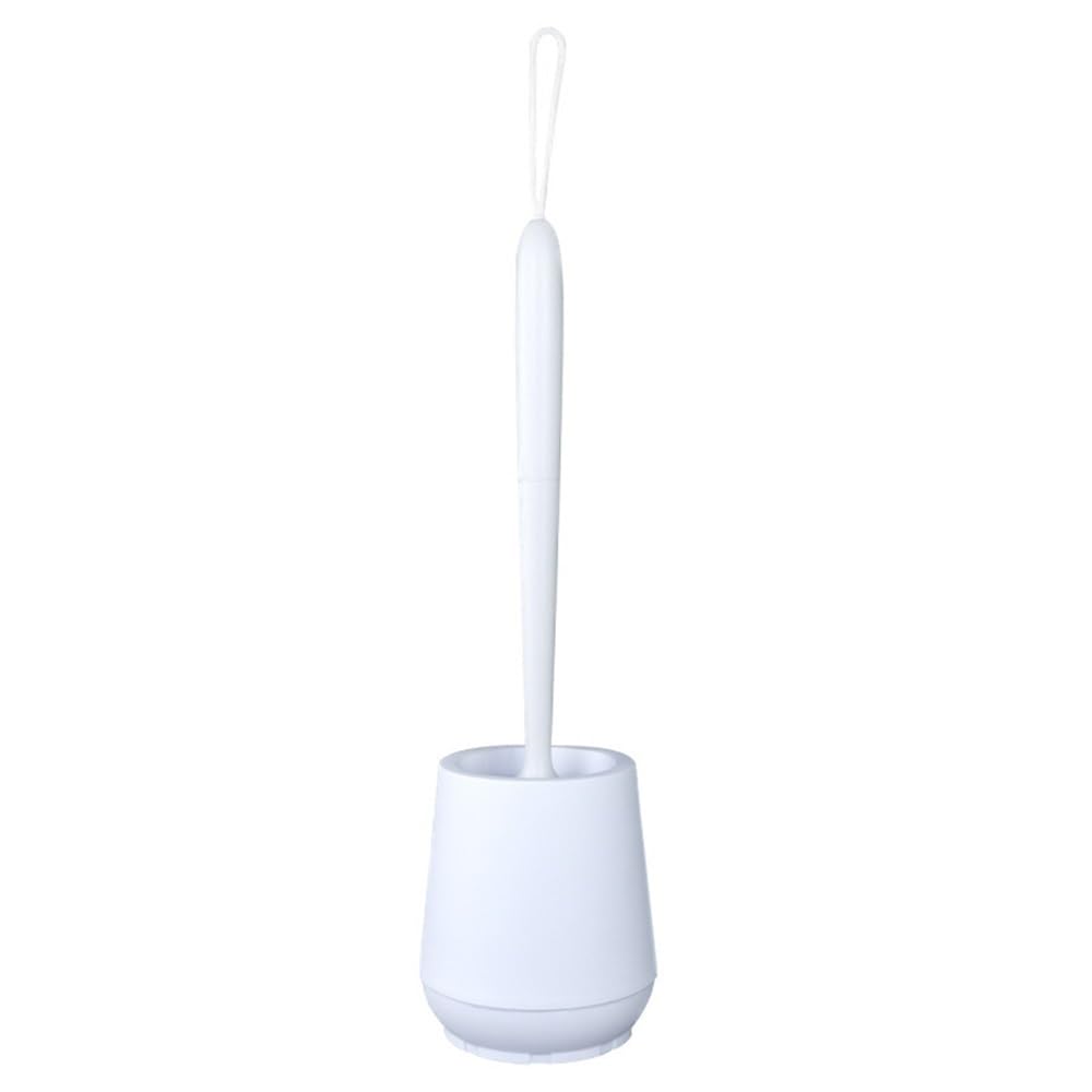 Zyyanshop White Toilet Brush Toilet Brush Set Plastic Silicone Soft Bristle Cleaning Bathroom Long Handle(White)
