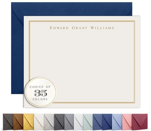 Lemon Grace Personalized Men&rsquo;s Stationery Set with Envelopes, Custom Monogram Note Cards for Men...