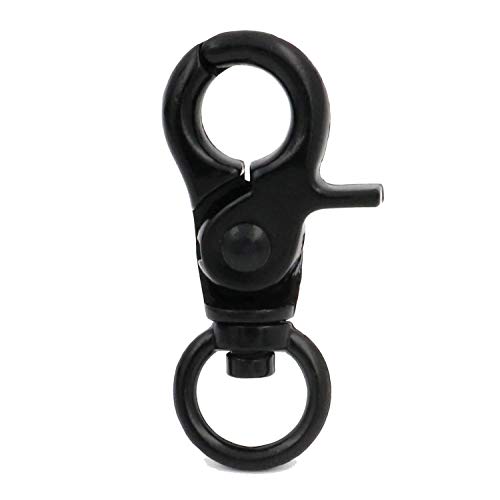 .Black Lobster Clasps 0.45 Inches Internal Diameter D Swivel Trigger Clips Eye Hooks Pack of 10