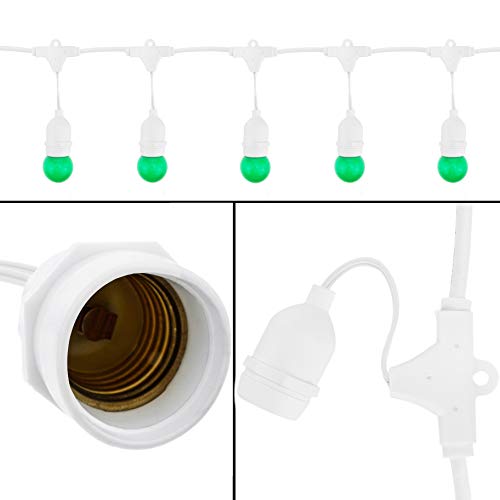 PrimeMatik GI09-VCES Lichterkette mit 20 Lampen mit Fassung E27 außen IP64 Elektrisches Kabel 20 m ausziehbar Weiß (GI09)