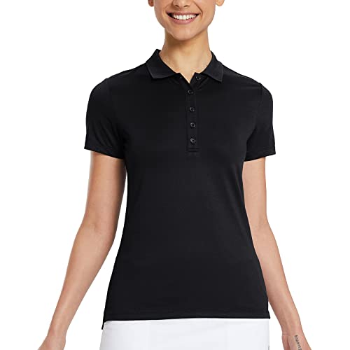 Baleaf Women's Black Polo Shirts For Golf Short Sleeve Tops Quick Dry Upf50+ Lightweight 5-Button Pique Uniform Size Xl #TOP7