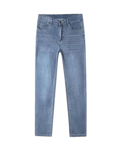 Men's Regular Fit Blue Jeans Classic Thin Straight Loose Stretch Comfort Denim Pants
