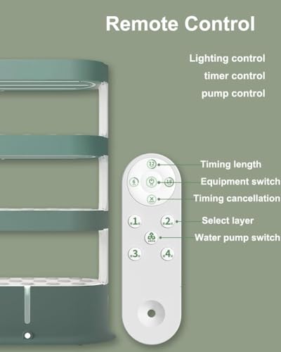 Hydroponics - Kit de jardín de hierbas para interiores con control remoto y luz LED de cultivo para cultivar hierbas, frutas y verduras
