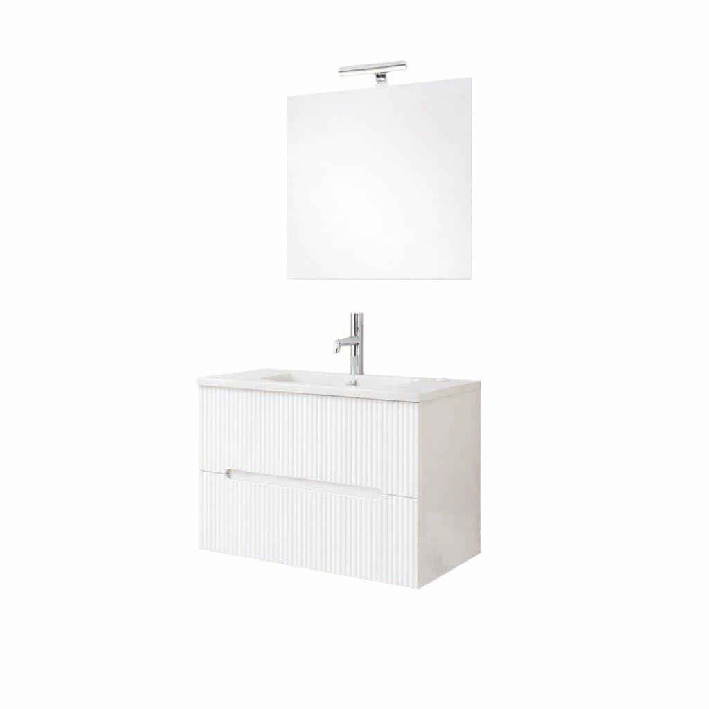 Kiamami Valentina Mobile Bagno Sospeso 60 cm Bianco Frontale Cannettato