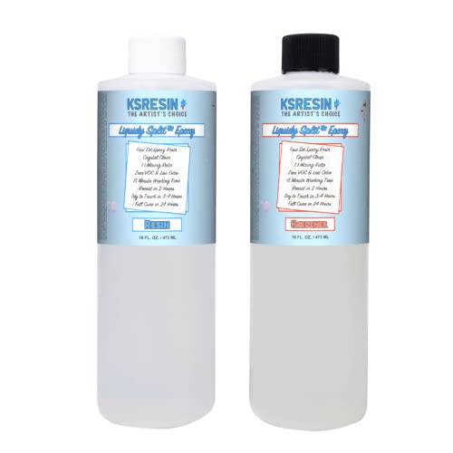 KSRESIN Liquidy Split Fast Drying Tumbler Epoxy Resin | 32 Ounce Kit (Combined) Made in The USA Clear White (SPLIT32)