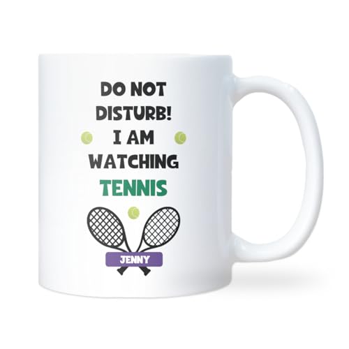 Confidently Quirky - Do Not Disturb I’m Watching Tennis Personalised White Mug, Funny Tennis Gift, Tennis Lover Mug, Christmas Gift for Tennis Fan, Secret Santa Tennis Mug