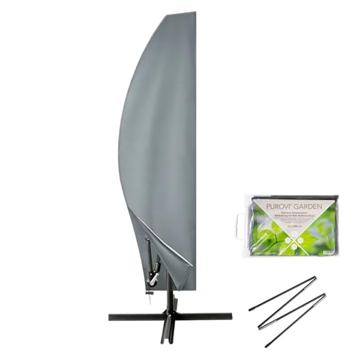 Purovi® Housse de Protection Premium pour Parasol | Parasol déporté | Tissu Oxford 420D | Fermeture à glissière et Imperméable à l'eau | Résistant aux...