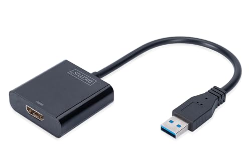 DIGITUS USB 3.0 Grafik Adapter, USB A zu HDMI Typ A, Full HD, 1920x1080 Pixel, Kunststoff, Schwarz