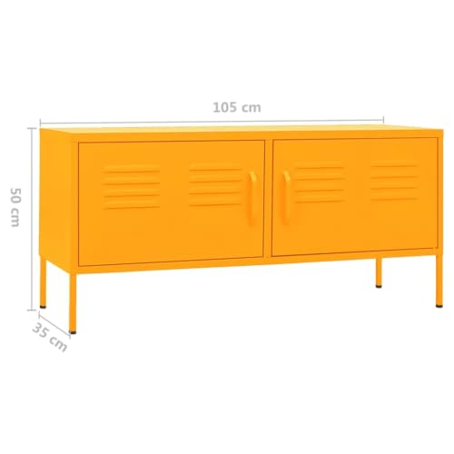 vidaXL Mueble para TV Soporte Mobiliario Aparador Armario Estante Sala de Estar Salón Dormitorio Decoración de Acero Amarillo Mostaza 105x35x50 cm - imagen 3