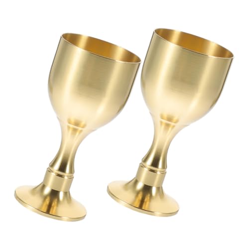 Cabilock Copas Cáliz de Latón Vintage Pequeñas 20 G, Copa Metálica para Ofrendas Budistas, Taza Decorativa Ritual para Agua Sagrada, Set de 2 Unidades para Ceremonias Hogareñas