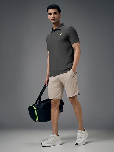 Image of TECHNOSPORT Men's Polyester Slim Fit Self-Design Short Sleeve Polo Matpiq T-Shirt with Anti Microbial, Techno Dry for Regular and Casual Use