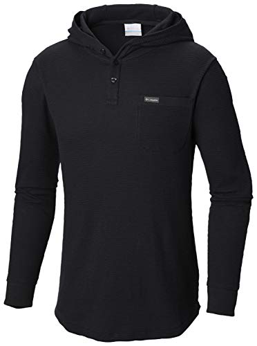 Columbia Men's Boulder Ridge Henley Hoodie, Black, XX-Large