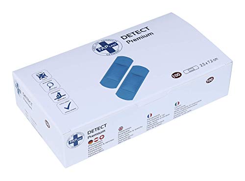 HierBeiDir apósito adhesivo Detect, extra flexible y elástico, transpirable, agradable a la piel, hipoalergénico, 100 piezas, Yeso 2,5x7,2cm, vendaje adhesivo Cover