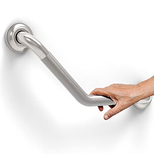 Ameriluck Decorative Angled Grab Bar For Stud Mount, Ada Compliant 500Lbs Loading Capacity, Stainless Steel (Peened, 16 Inches) #TOP25