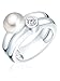 Produktbild Valero Pearls Damen Perlenring aus 925/- Sterling Silber mit Süßwasser-Zuchtperle Rund 8-9 mm weiß Zirkonia - Silberring breit Damenring